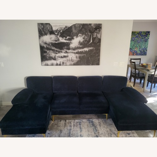Used Double Chaise Sofa with Gold Metal legs for sale on AptDeco