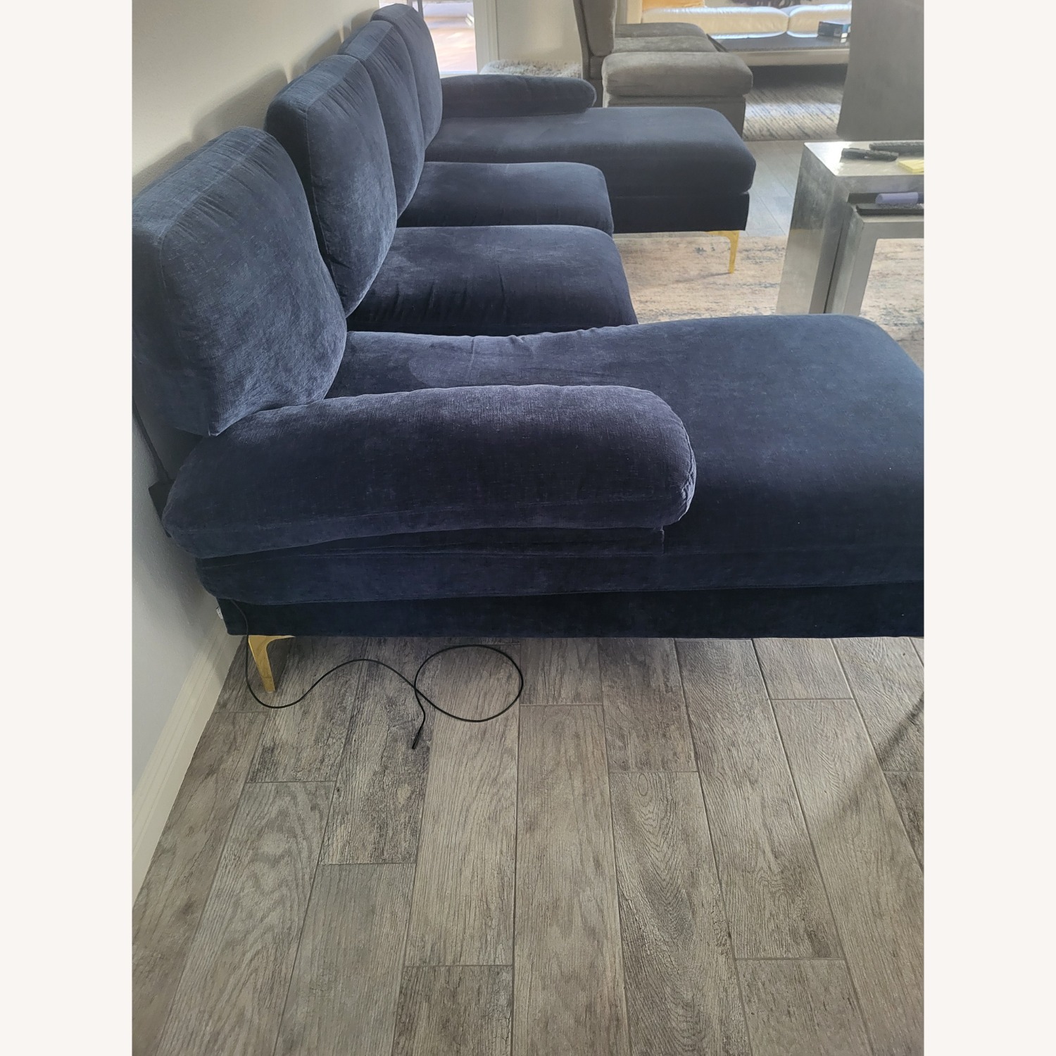 Double Chaise Sofa with Gold Metal legs - image-2