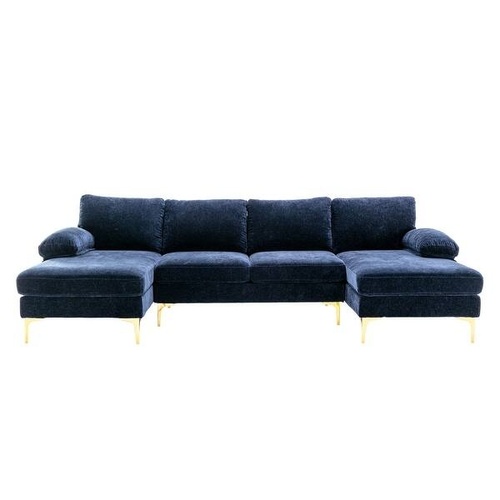 Used Double Chaise Sofa with Gold Metal legs for sale on AptDeco