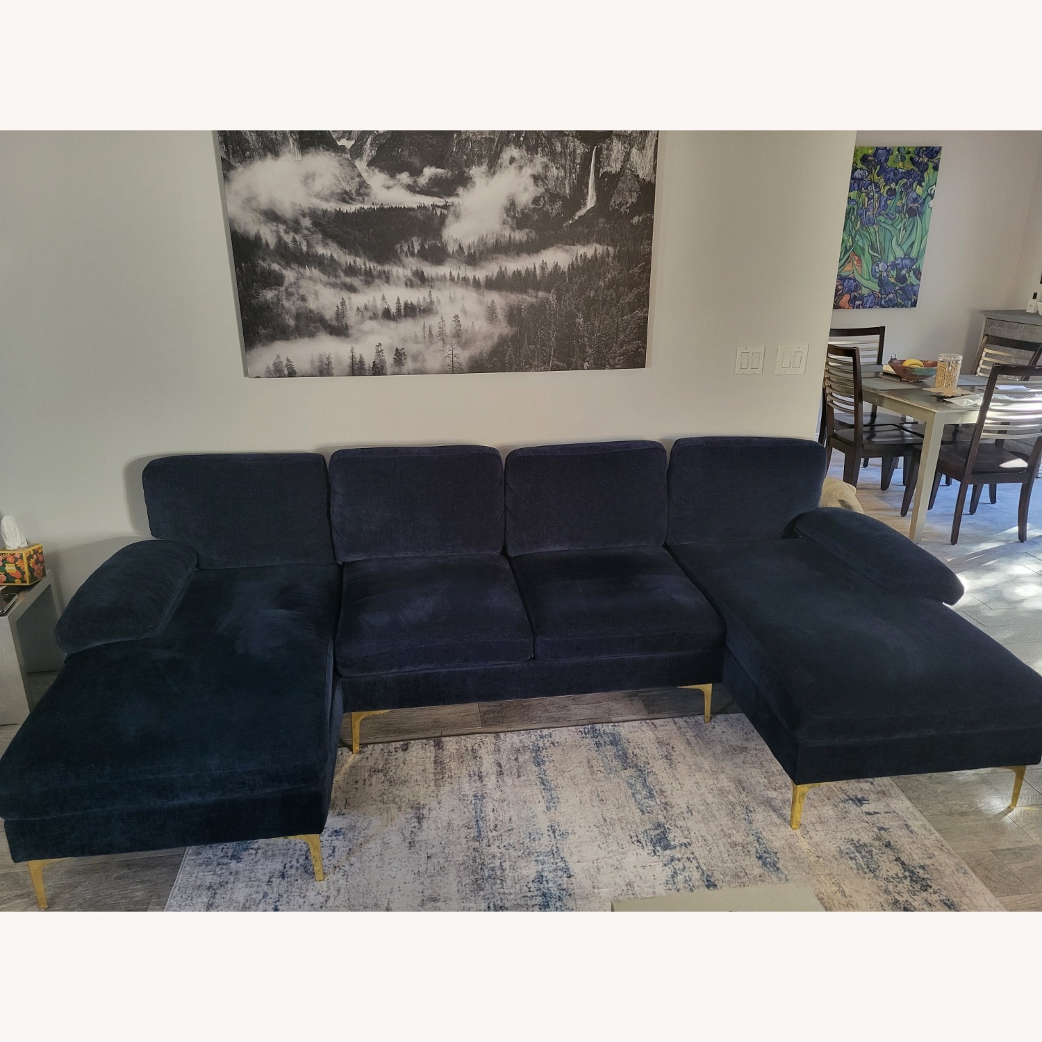 Double Chaise Sofa with Gold Metal legs - image-3