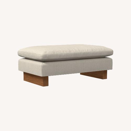 Used West Elm Harmony Light Brown Linen Ottoman for sale on AptDeco
