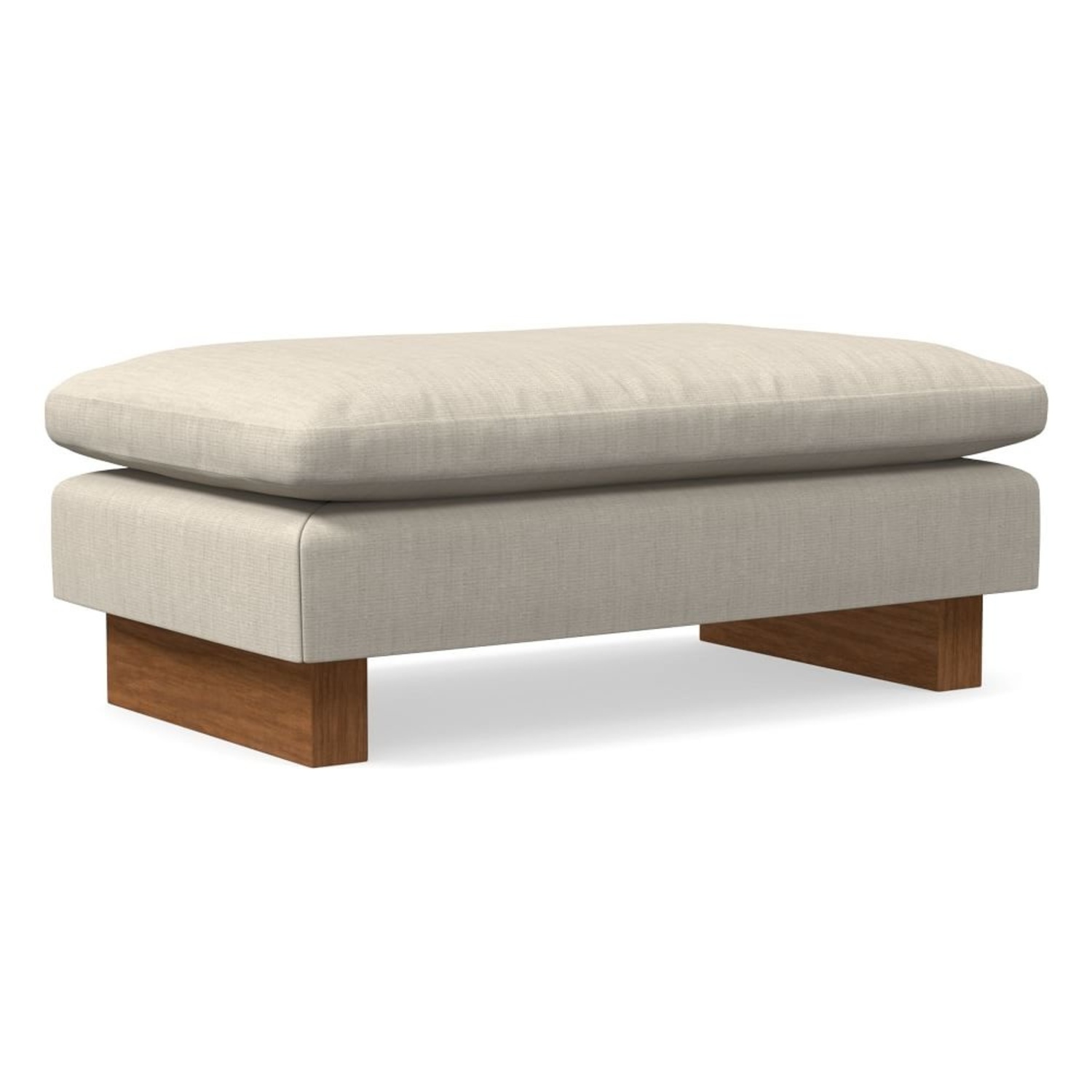West Elm Harmony Light Brown Linen Ottoman - image-4