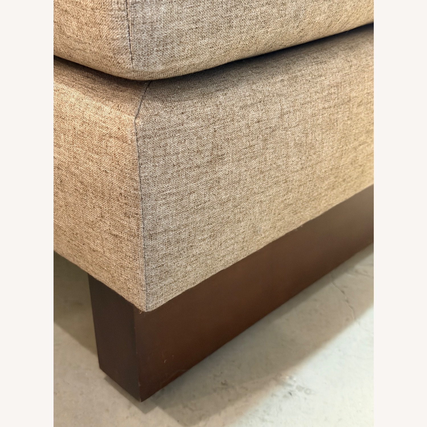 West Elm Harmony Light Brown Linen Ottoman - image-3