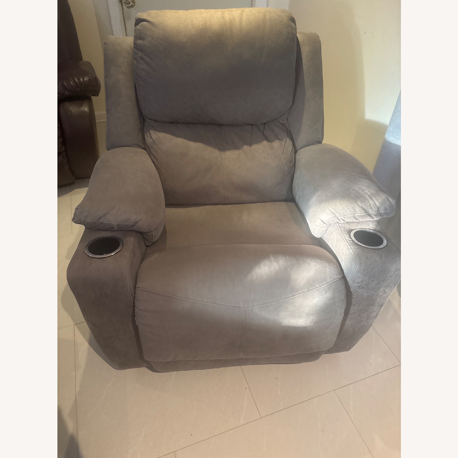 Light Gray Fabric Recliner - image-2