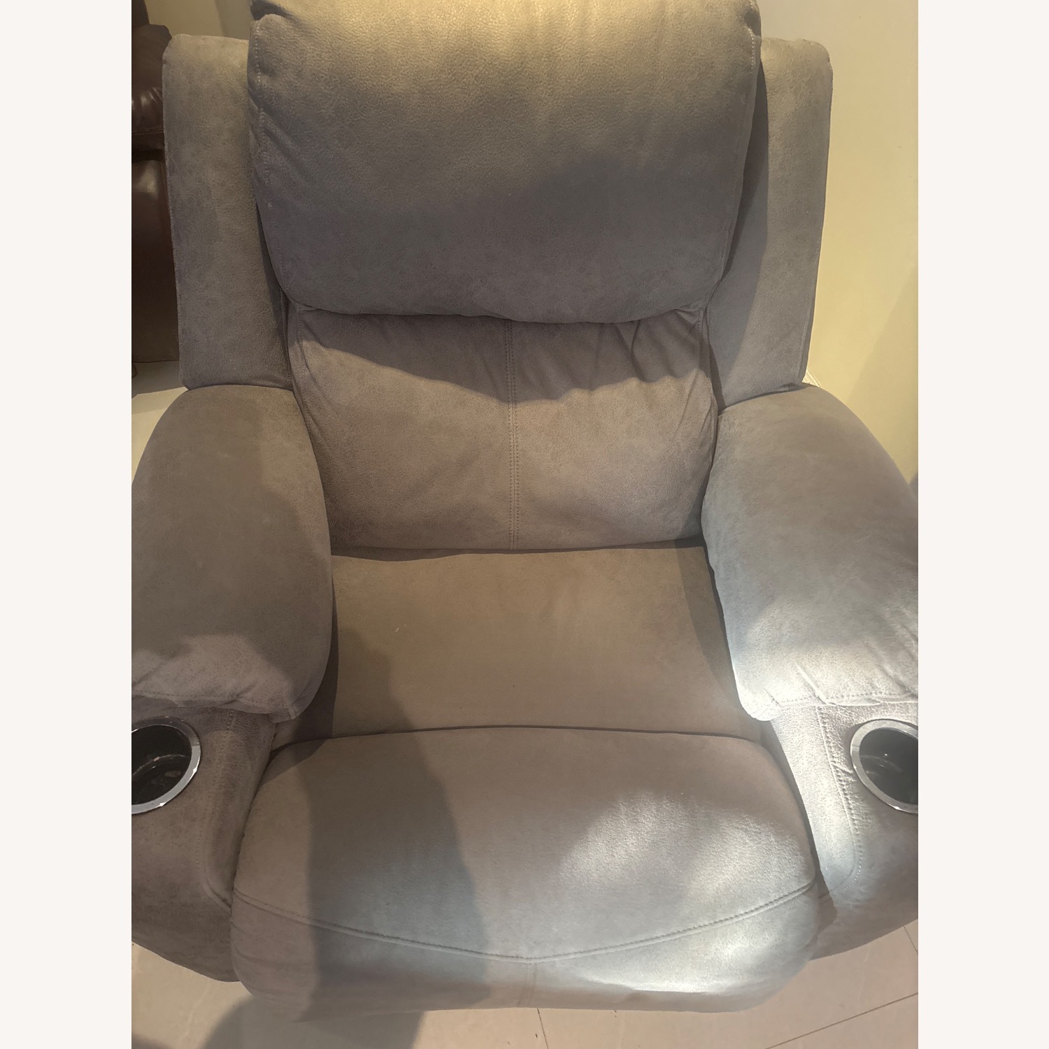 Light Gray Fabric Recliner - image-3