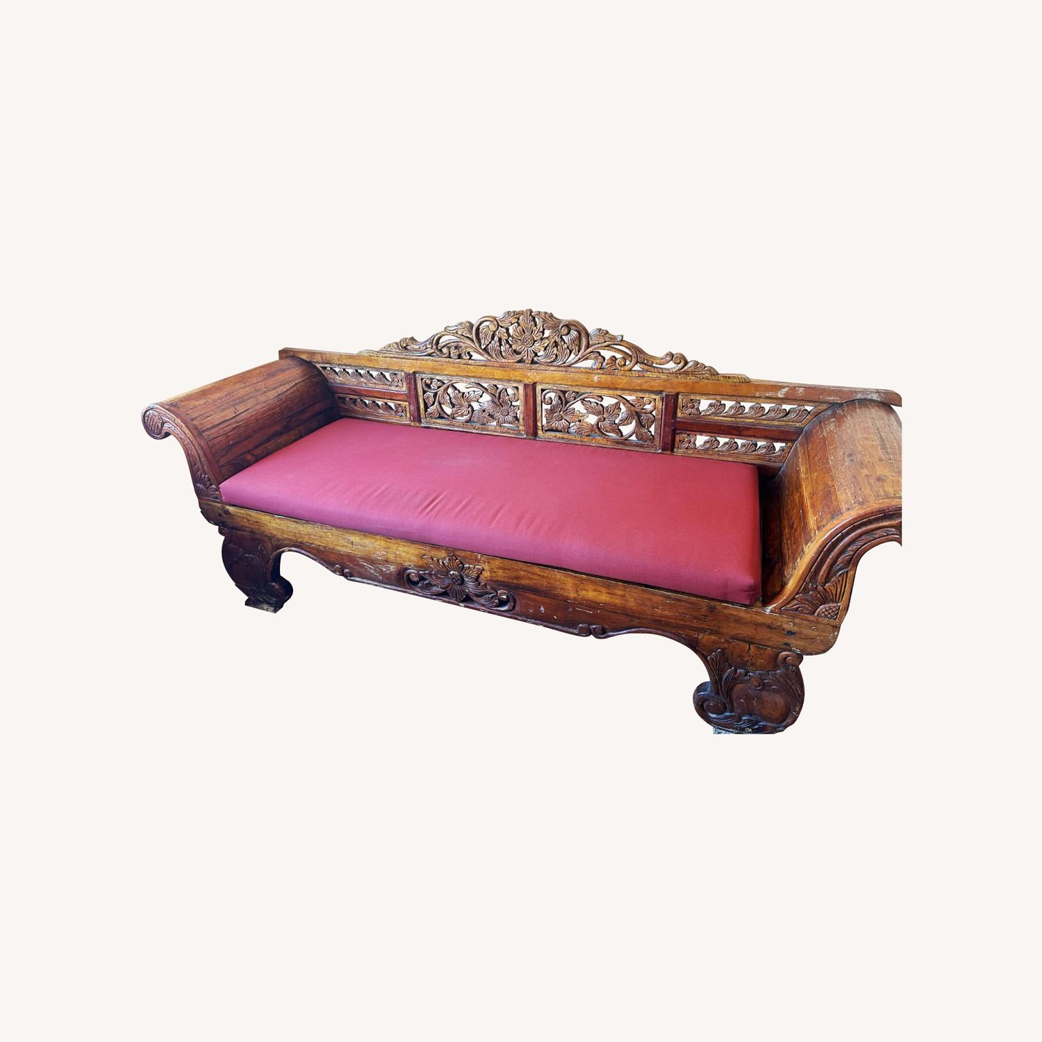 Bali Carved Wood Sofa / Couch / Daybed - image-0