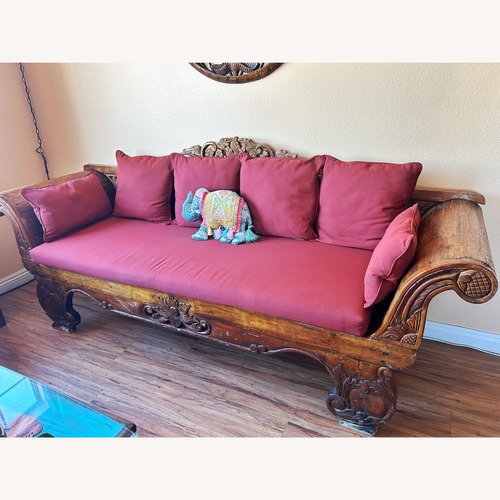 Used Bali Carved Wood Sofa / Couch / Daybed  for sale on AptDeco