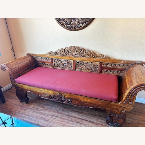Used Bali Carved Wood Sofa / Couch / Daybed  for sale on AptDeco