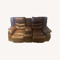 Dark Brown Leather 2 Seater Sofa