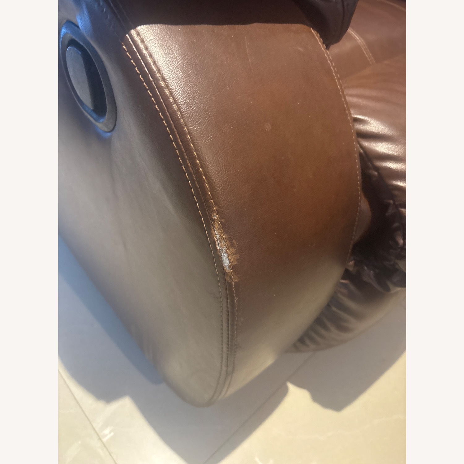 Dark Brown Leather 2 Seater Sofa - image-5