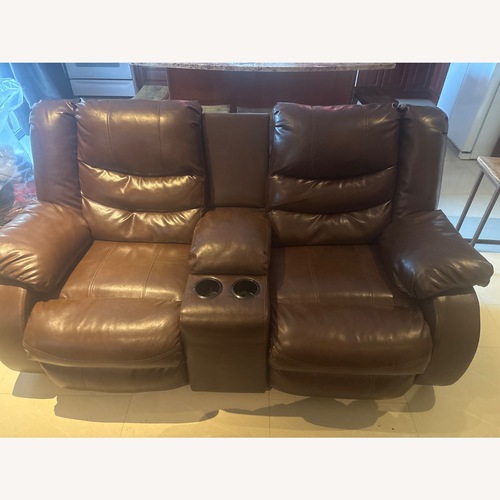 Used Dark Brown Leather 2 Seater Sofa for sale on AptDeco