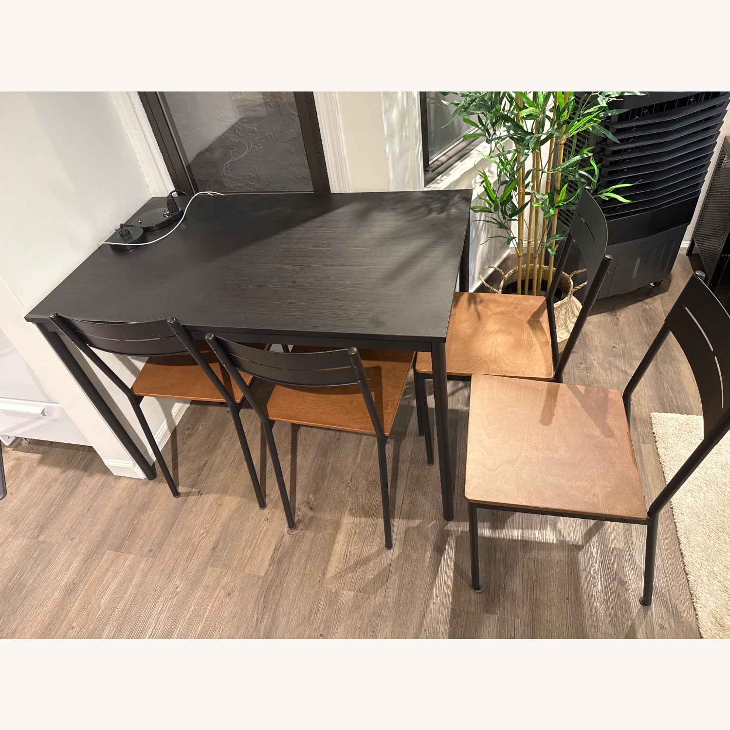 IKEA Sandsberg Black Table and 4 Sandsberg Chairs - image-1