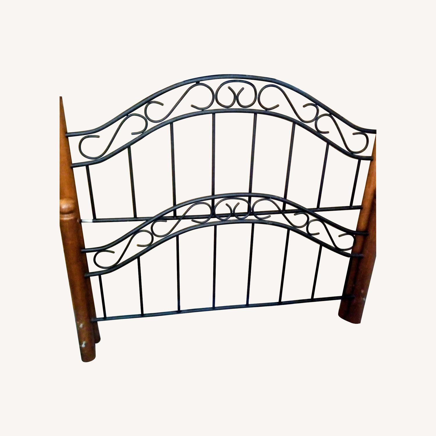Solid Wood / Black Metal Headboard Set - image-0