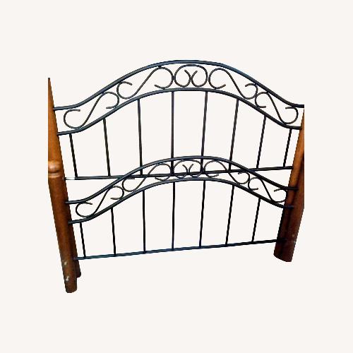 Used Solid Wood / Black Metal Headboard Set for sale on AptDeco