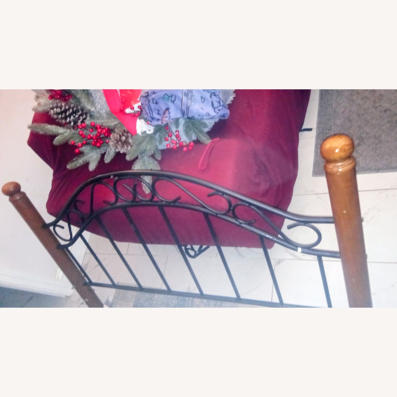 Solid Wood / Black Metal Headboard Set - image-6