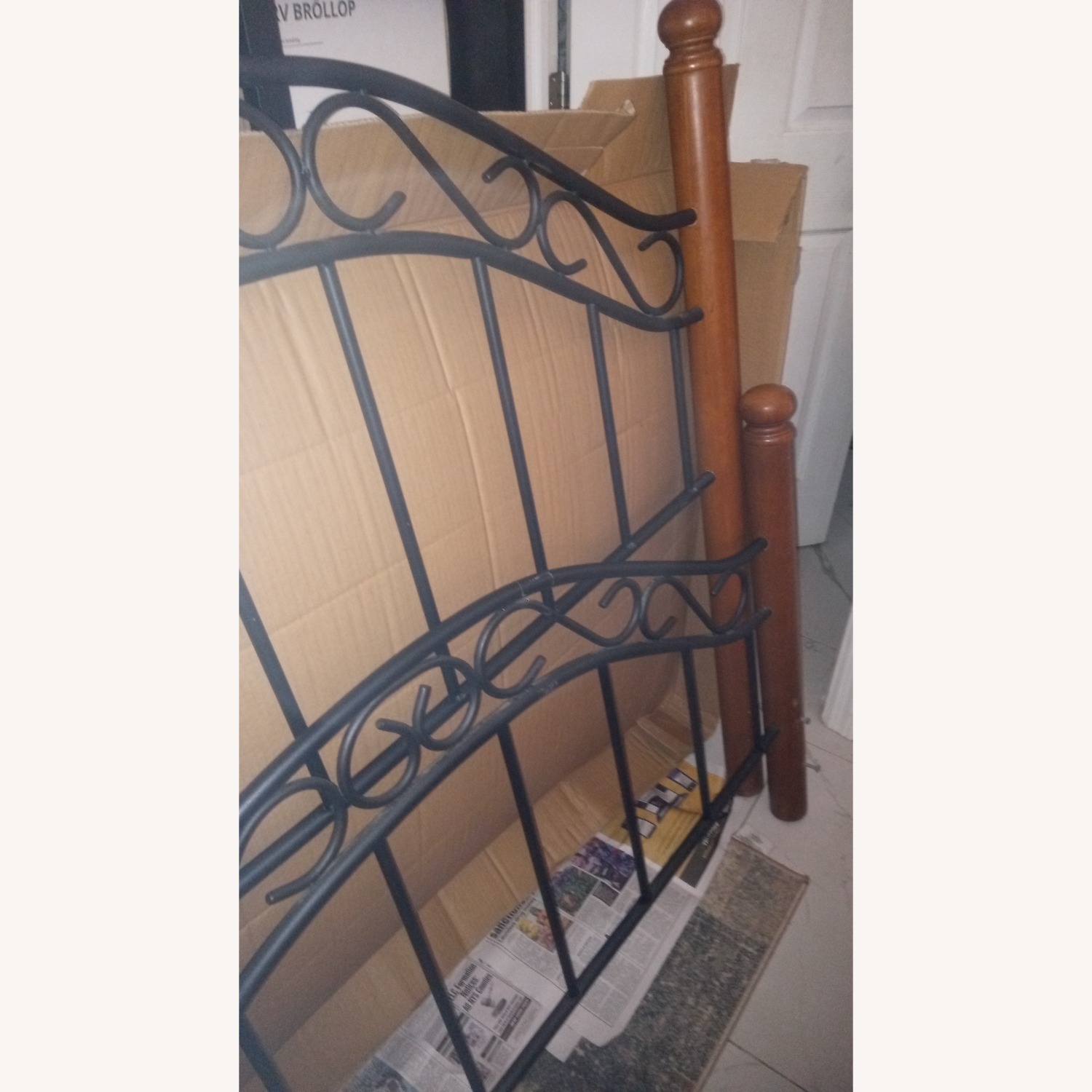 Solid Wood / Black Metal Headboard Set - image-8