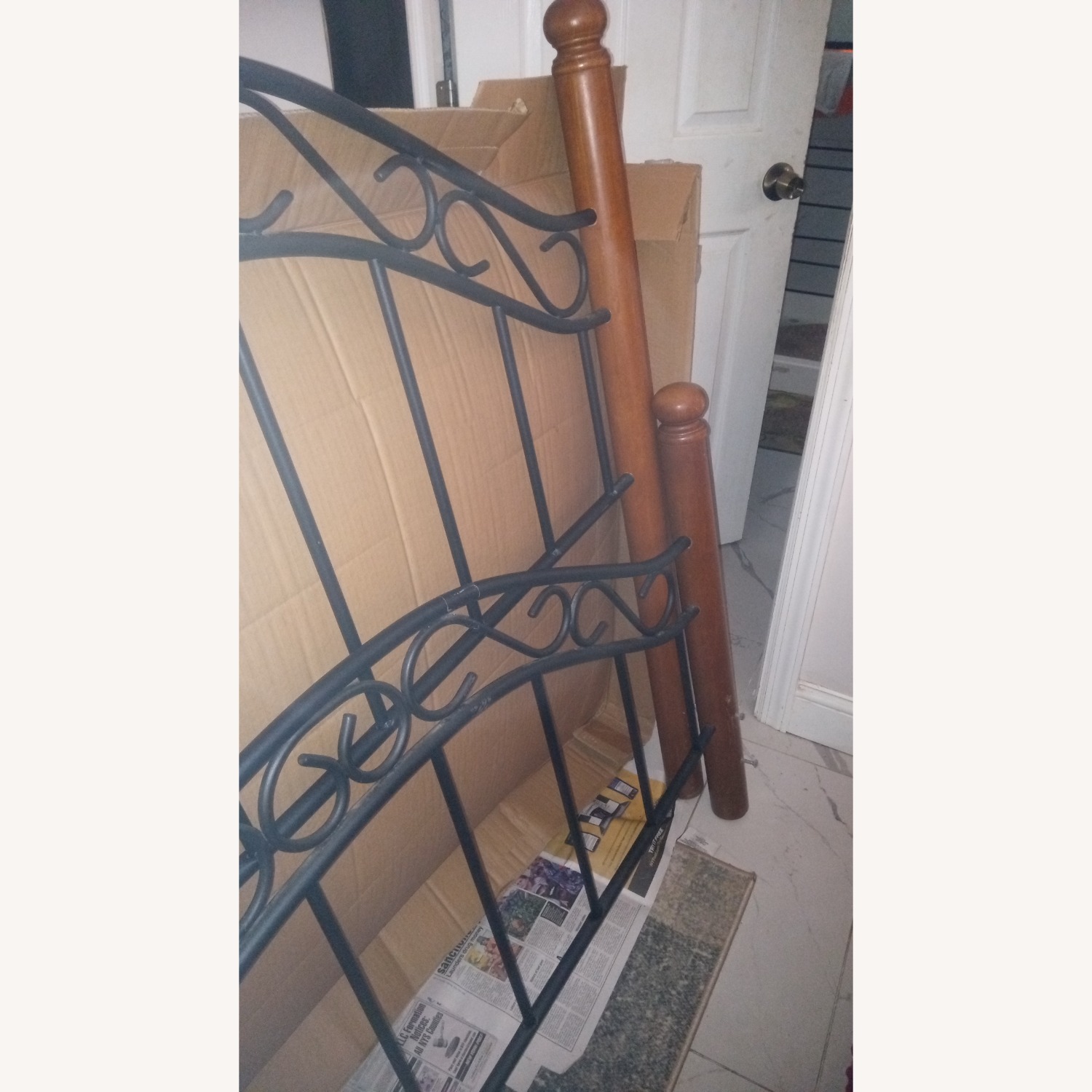 Solid Wood / Black Metal Headboard Set - image-7