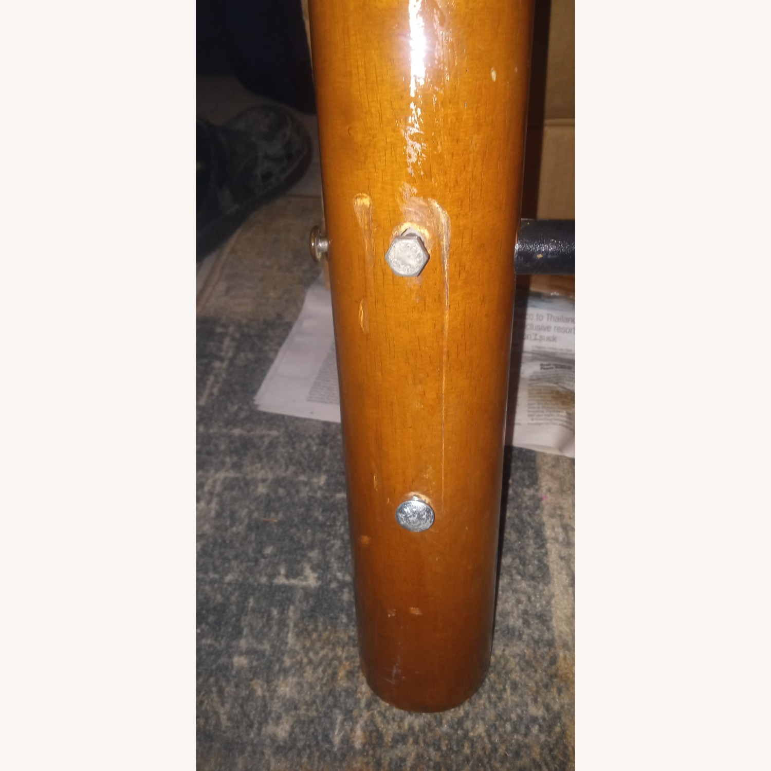 Solid Wood / Black Metal Headboard Set - image-2