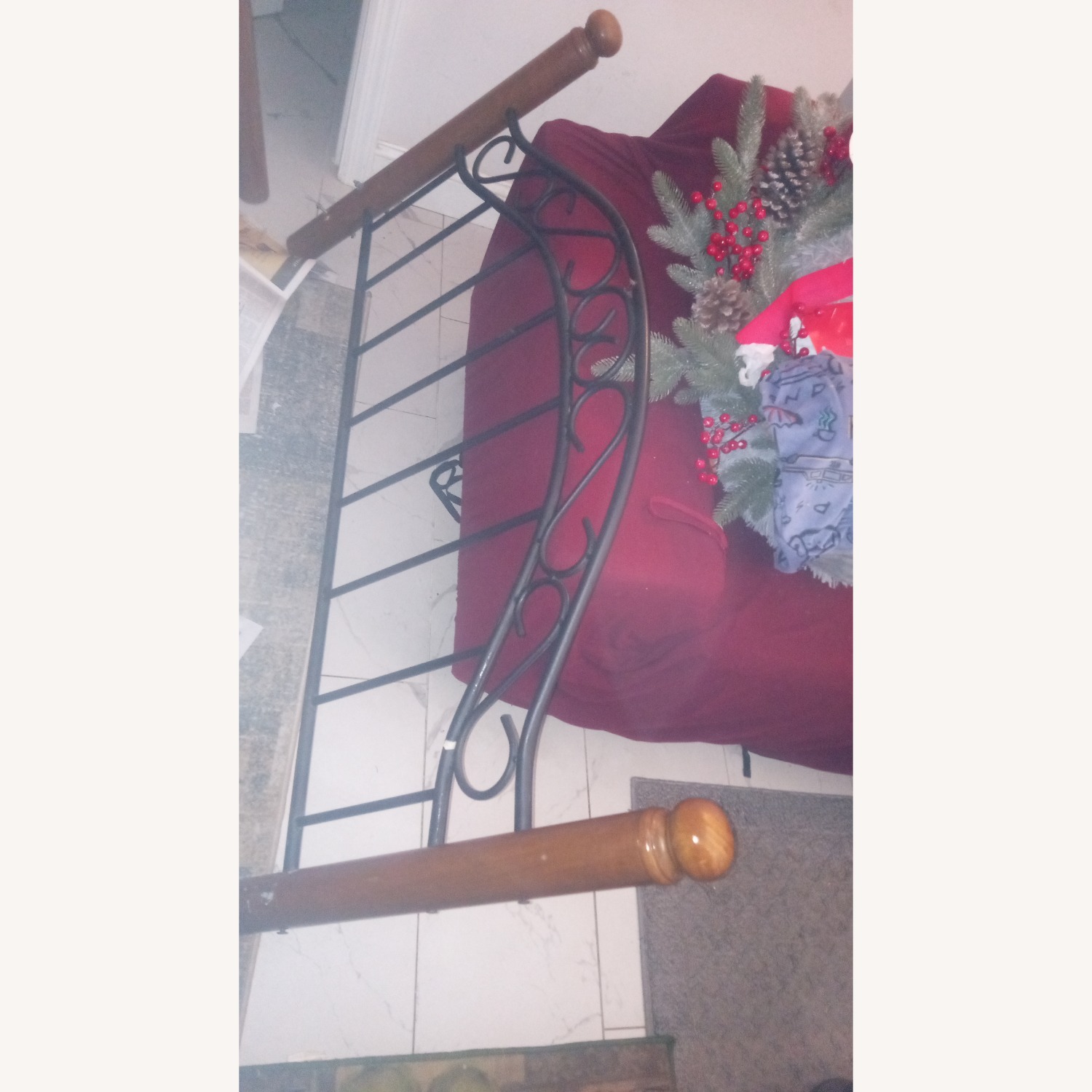 Solid Wood / Black Metal Headboard Set - image-5