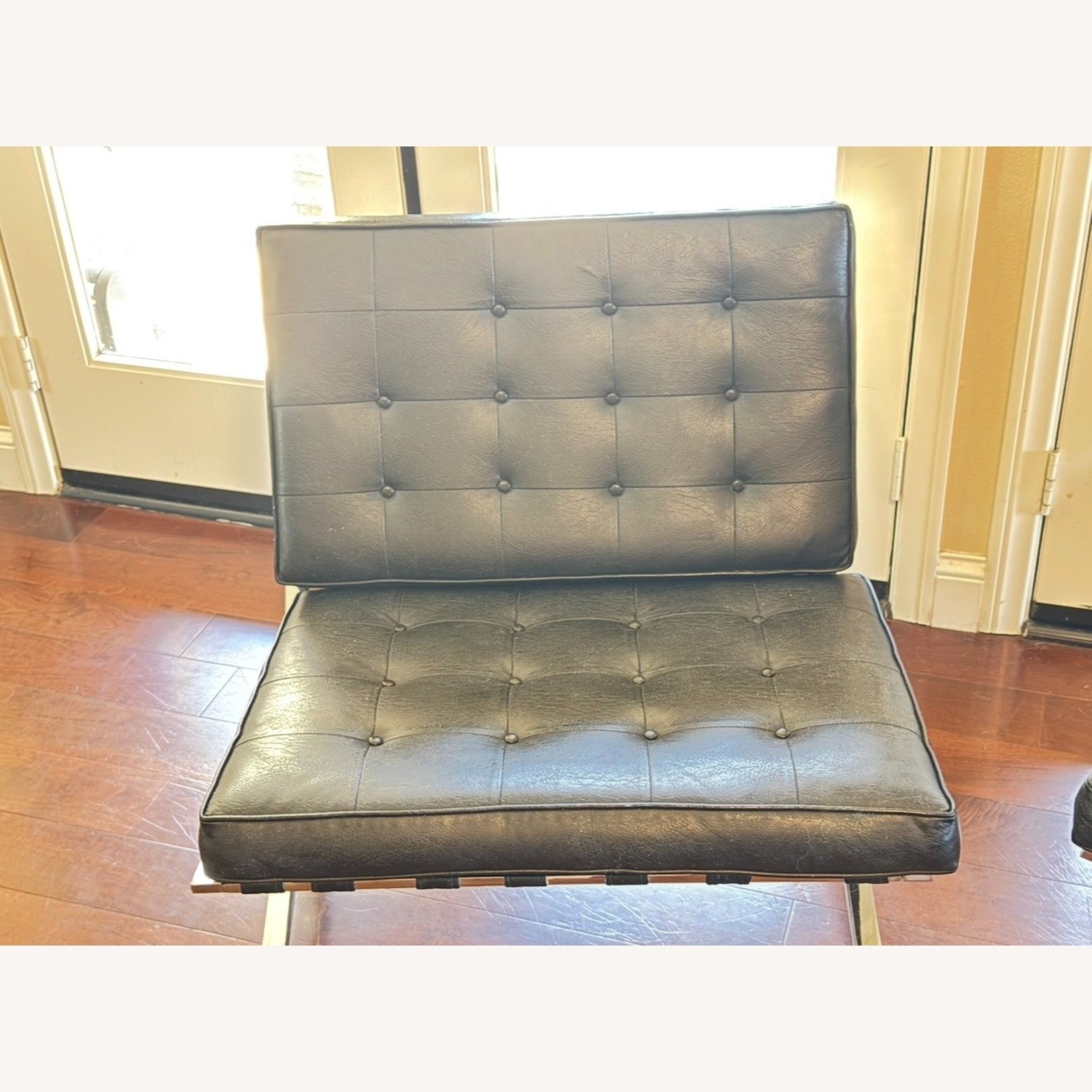 Vintage/Antique Black Leather Accent Chairs - image-3