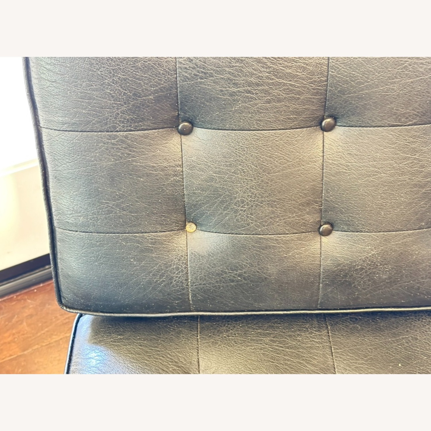 Vintage/Antique Black Leather Accent Chairs - image-7