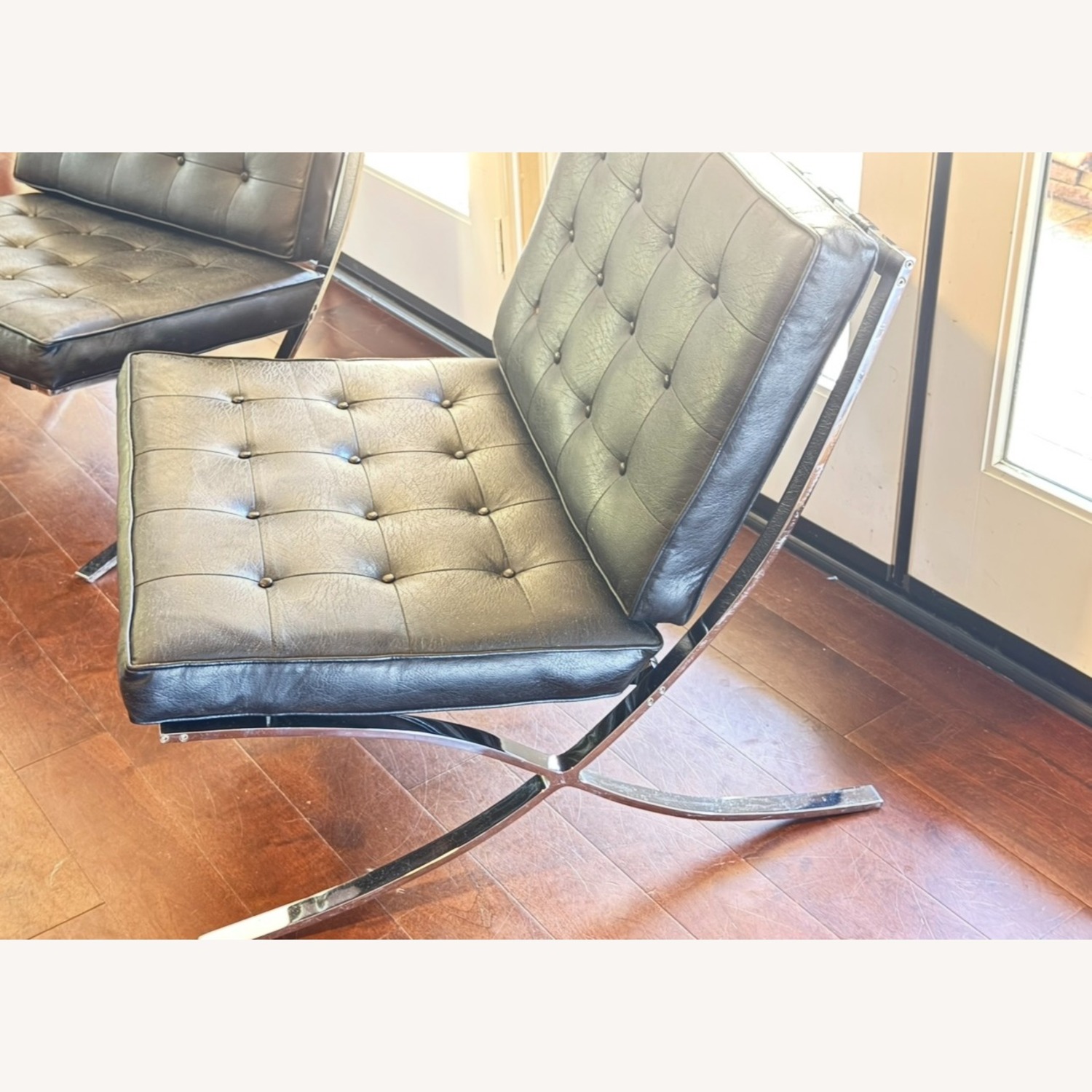 Vintage/Antique Black Leather Accent Chairs - image-5