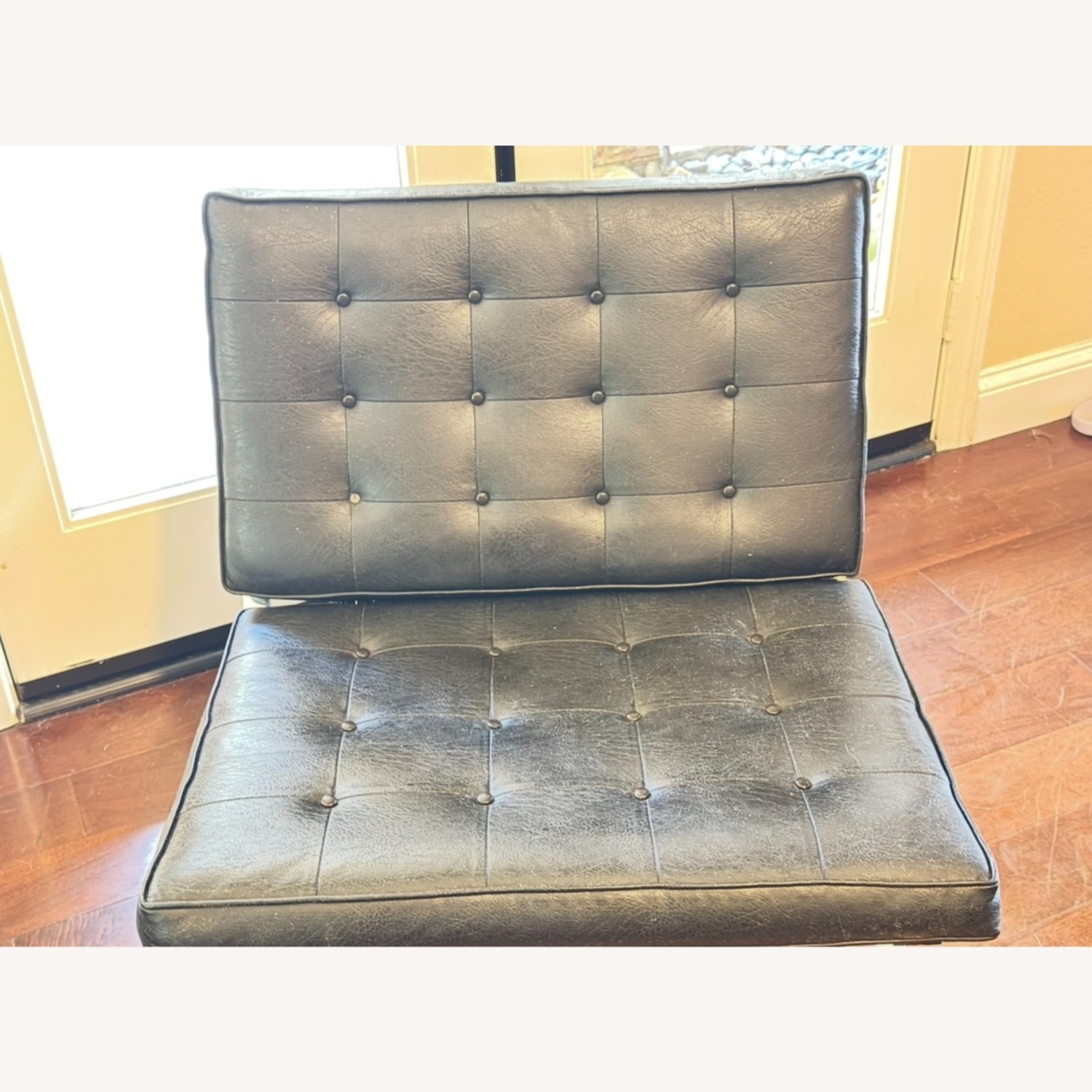 Vintage/Antique Black Leather Accent Chairs - image-4