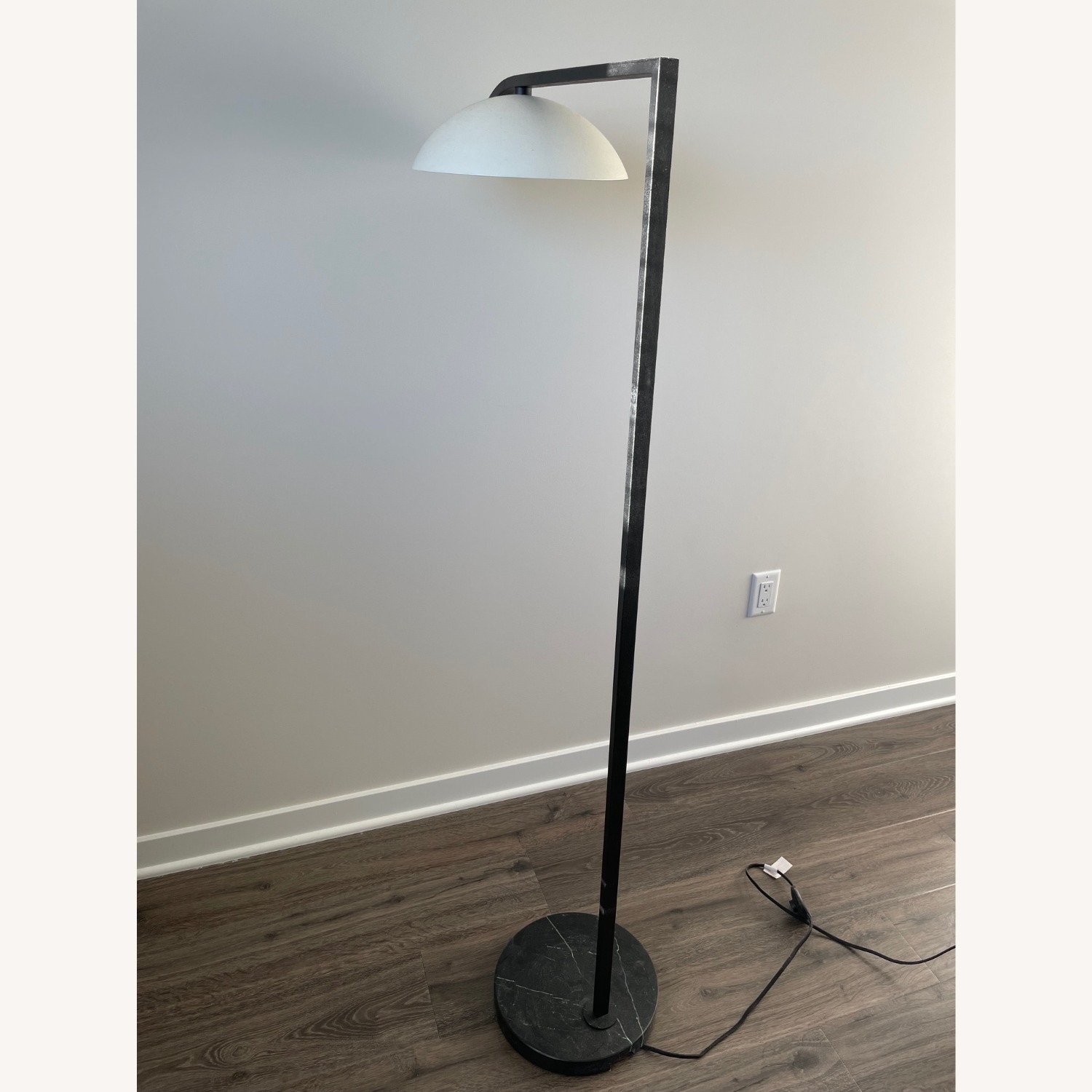 CB2 Belgrave Black Marble White Globe Floor Lamp - image-5