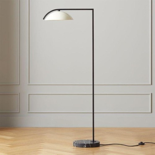 Used CB2 Belgrave Black Marble White Globe Floor Lamp for sale on AptDeco