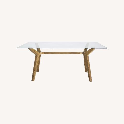 Used Crate & Barrel Dark Brown Strut Glass Dining Table for sale on AptDeco