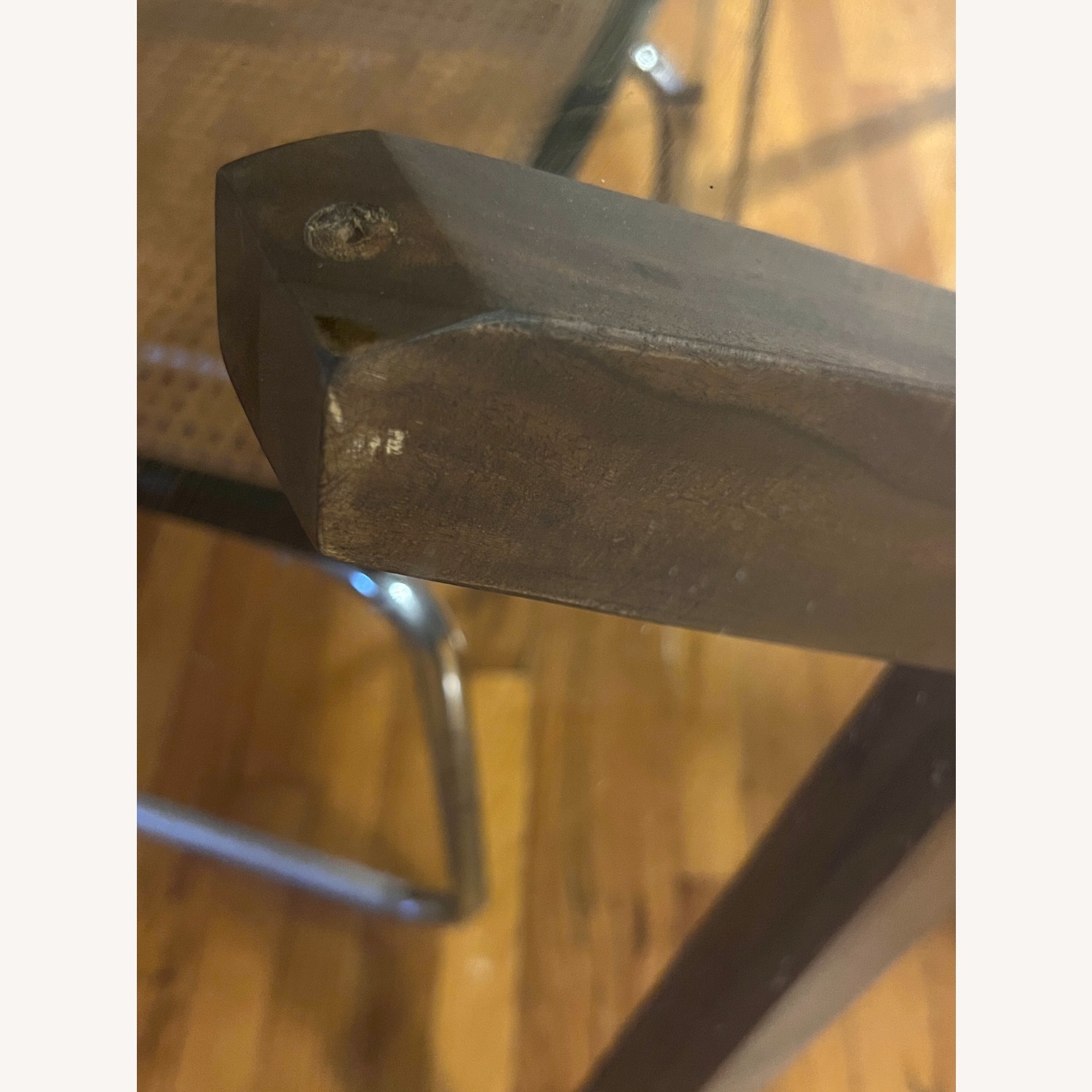 Crate & Barrel Dark Brown Strut Glass Dining Table - image-4