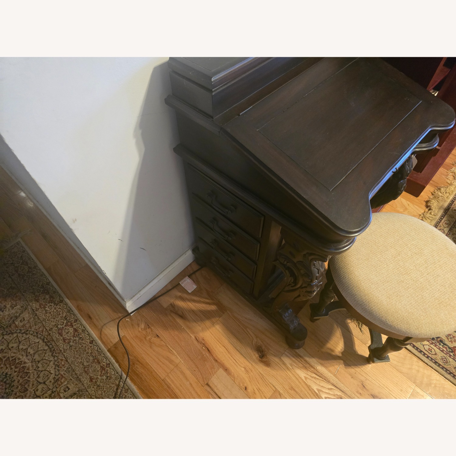 Dark Brown Solid Wood Davenport Desk - image-7