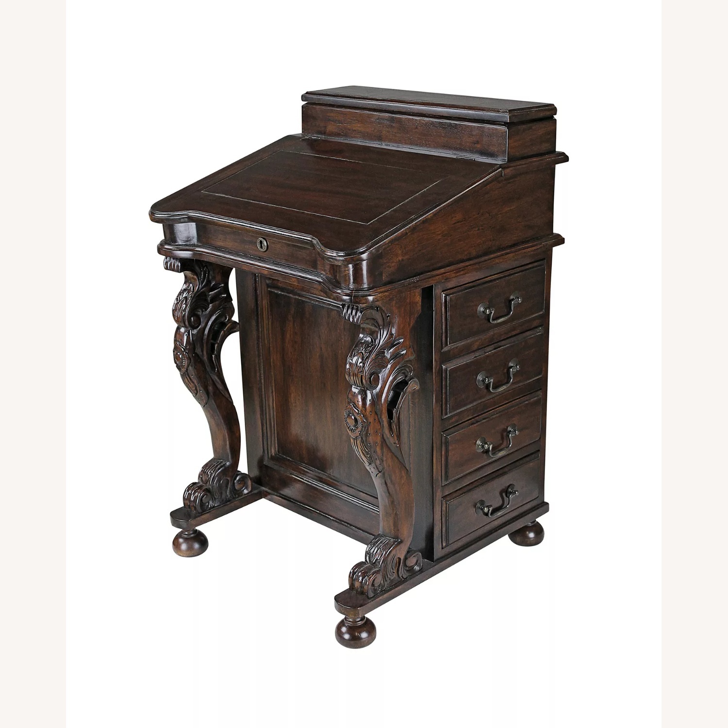 Dark Brown Solid Wood Davenport Desk - image-0