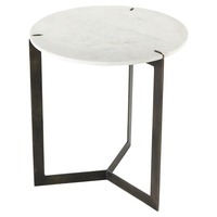 Four Hands Genuine White Marble Side Table 