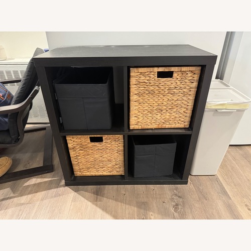 Used IKEA Kallax Black Wood Sideboard for sale on AptDeco