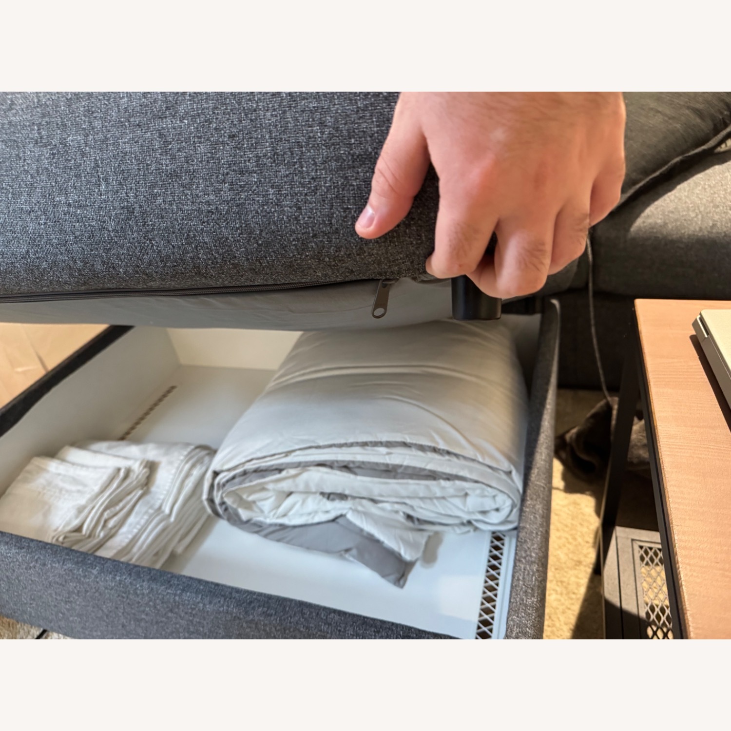 IKEA Finnala Dark Gray Fabric Ottoman - image-3