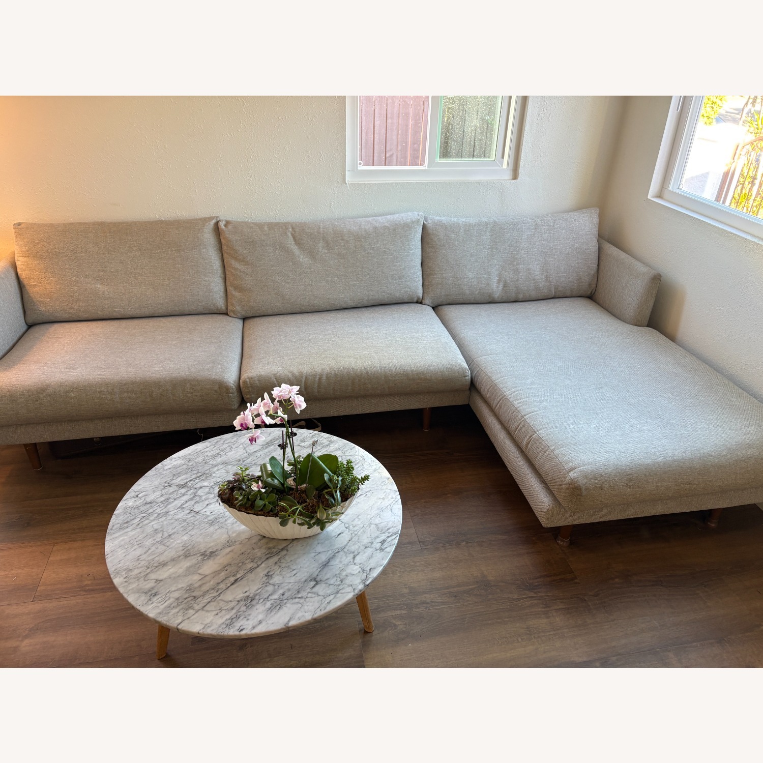 Article Light Gray Fabric 2 Piece Sectional - image-1