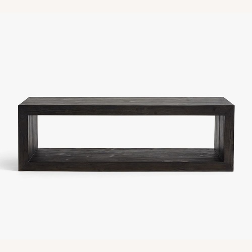 Used Pottery Barn Black Wood Coffee Table for sale on AptDeco