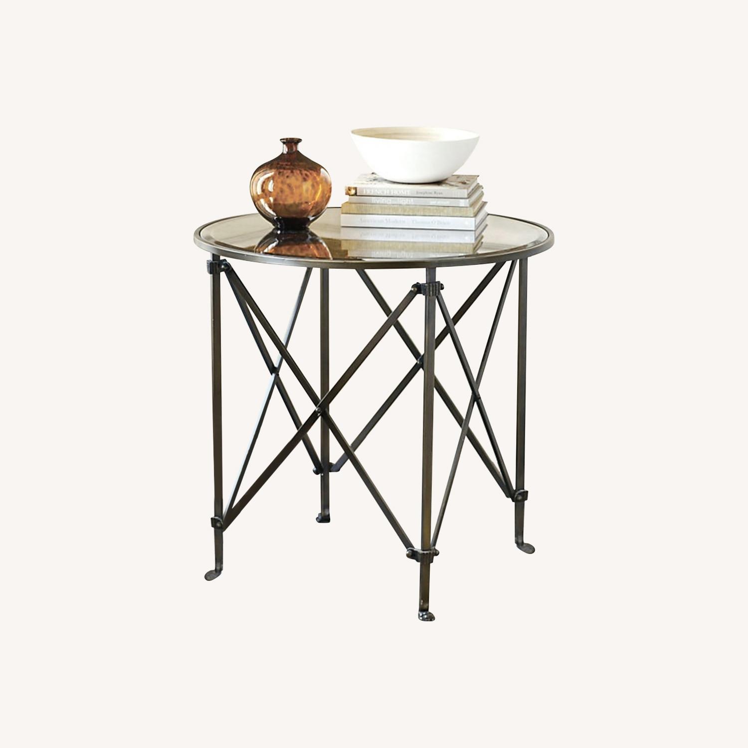 Ballard Designs Olivia Gold Mirrored Glass Side Table - image-0