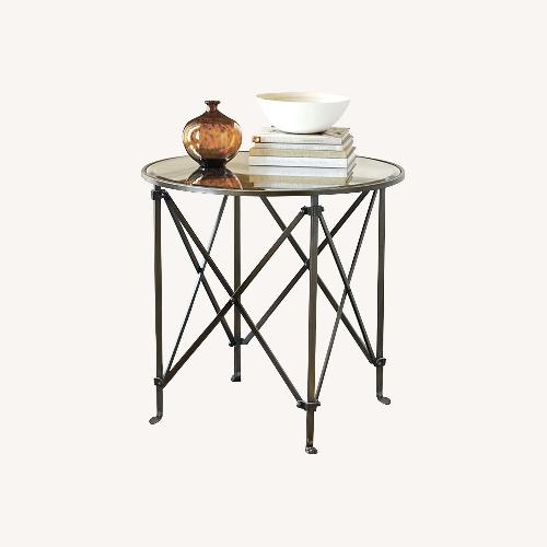 Used Ballard Designs Olivia Gold Mirrored Glass Side Table for sale on AptDeco