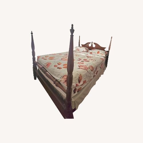 Used Vintage/Antique Finds Dark Brown Wood Queen Bed for sale on AptDeco