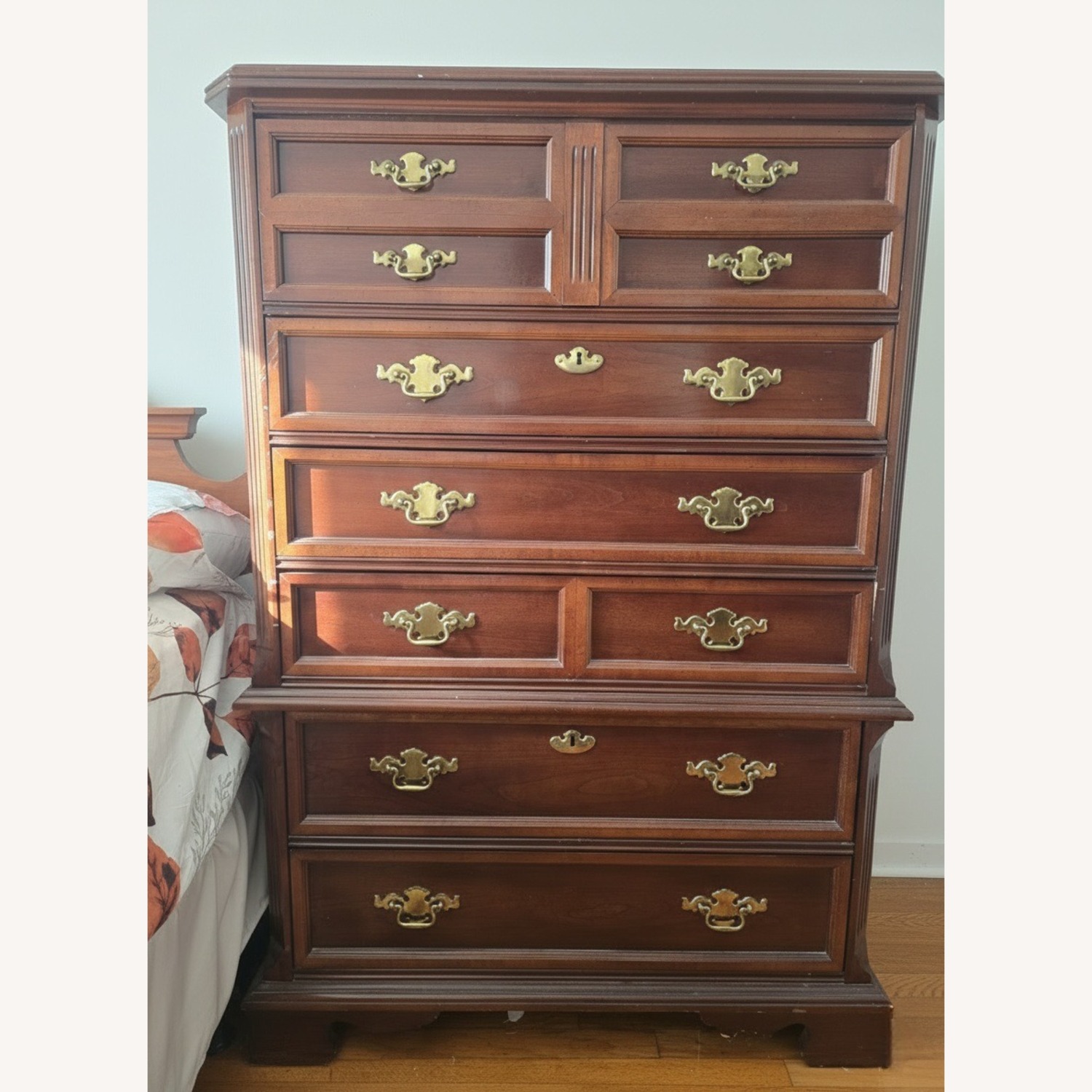 Vintage/Antique Finds Dark Brown Wood Queen Bed - image-2