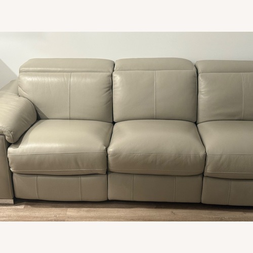 Used Leather beige 3 seater power recliner for sale on AptDeco
