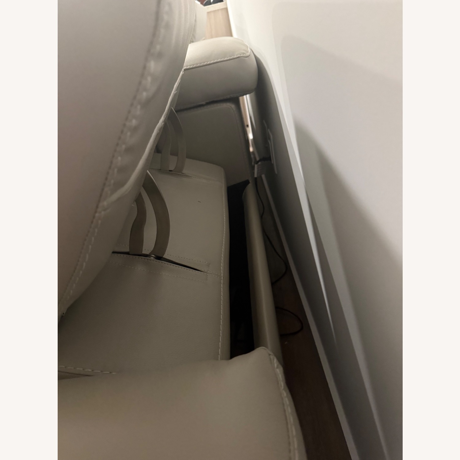 Leather beige 3 seater power recliner - image-5