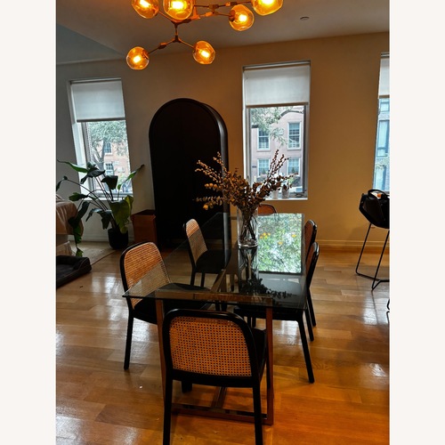 Used CB2 Nadia Black Rattan Dining Chairs for sale on AptDeco