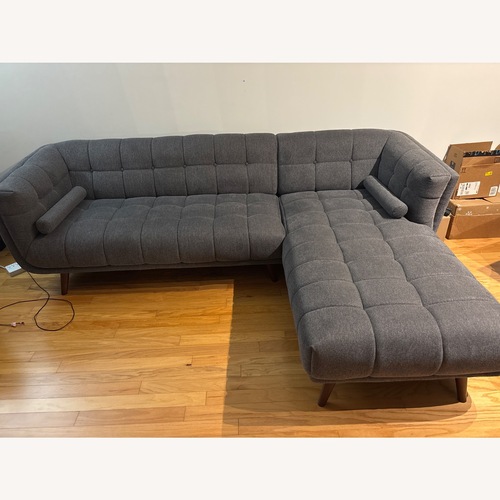 Used Kano Ash Gray Fabric Sectional Sofa for sale on AptDeco