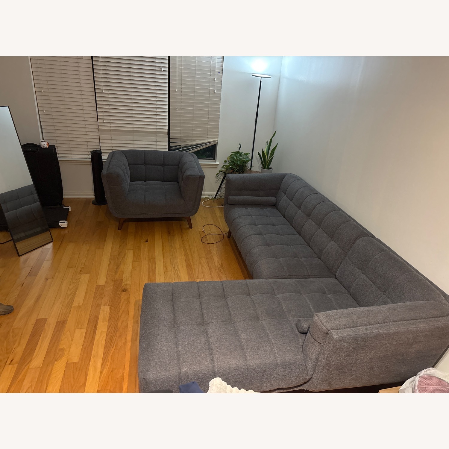 Kano Ash Gray Fabric Sectional Sofa - image-3