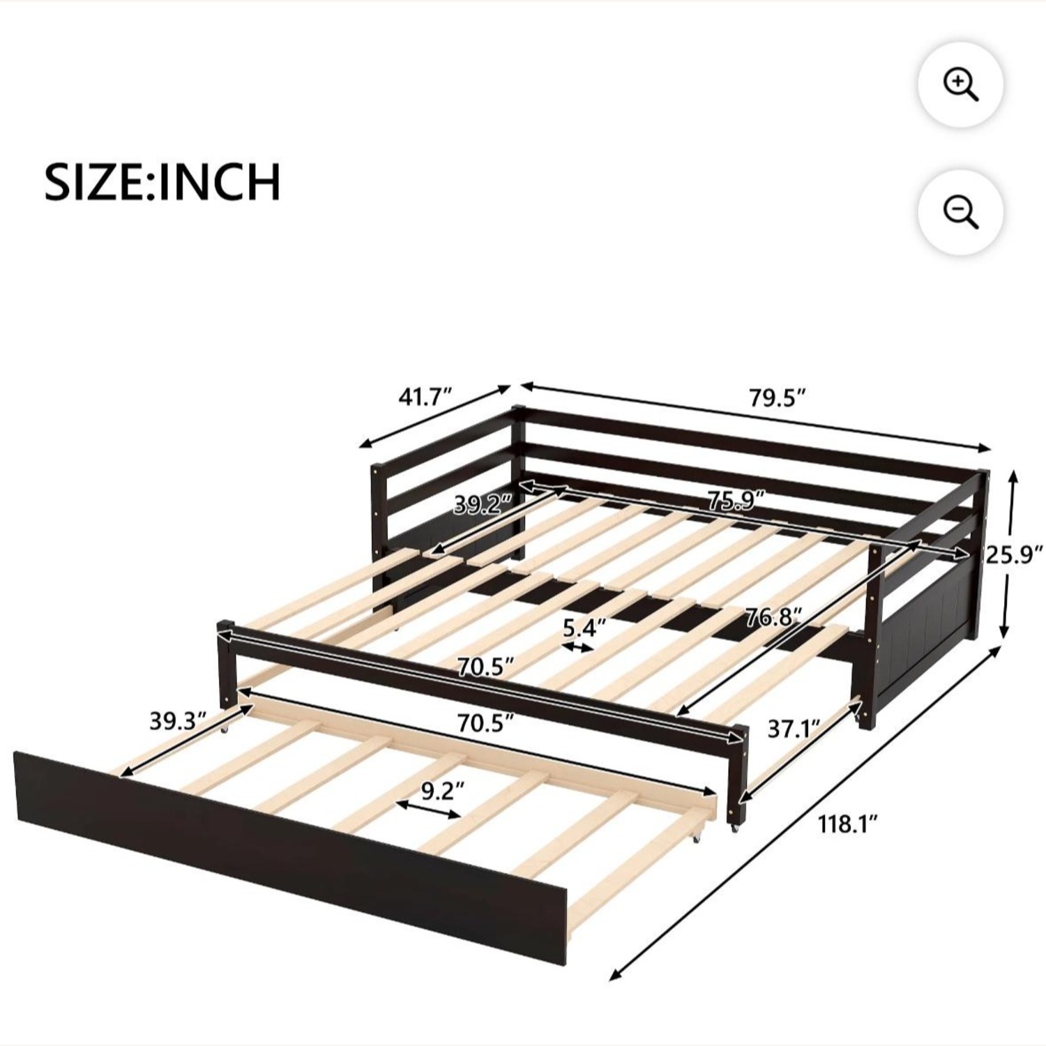 Dark Brown Wood Daybed - image-9