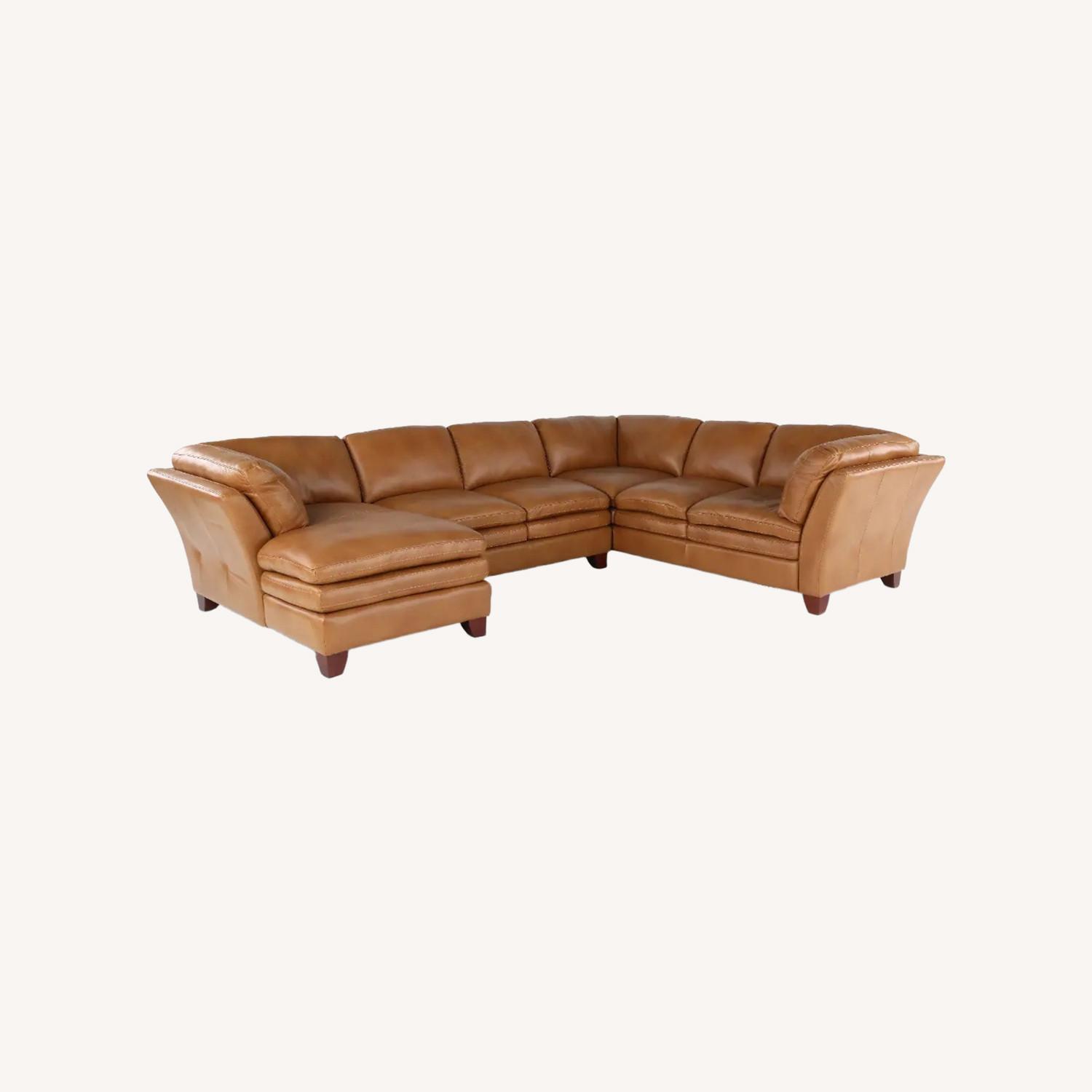 Sierra Camel Brown Leather 3 Piece Sectional - image-0
