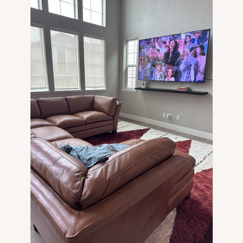 Used Sierra Camel Brown Leather 3 Piece Sectional for sale on AptDeco